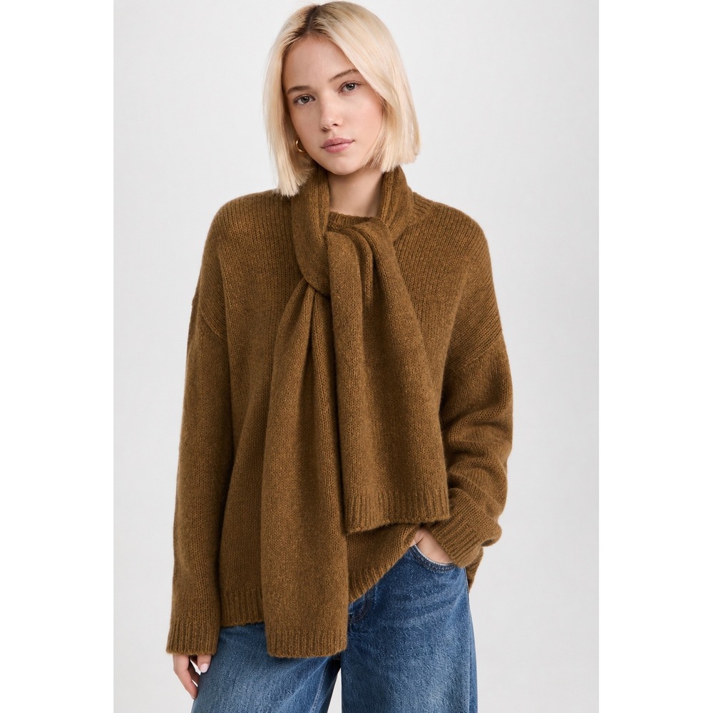 Favorite Daughter The Jaime Sweater Brown Merino Wool Cashmere Rib Knit XL